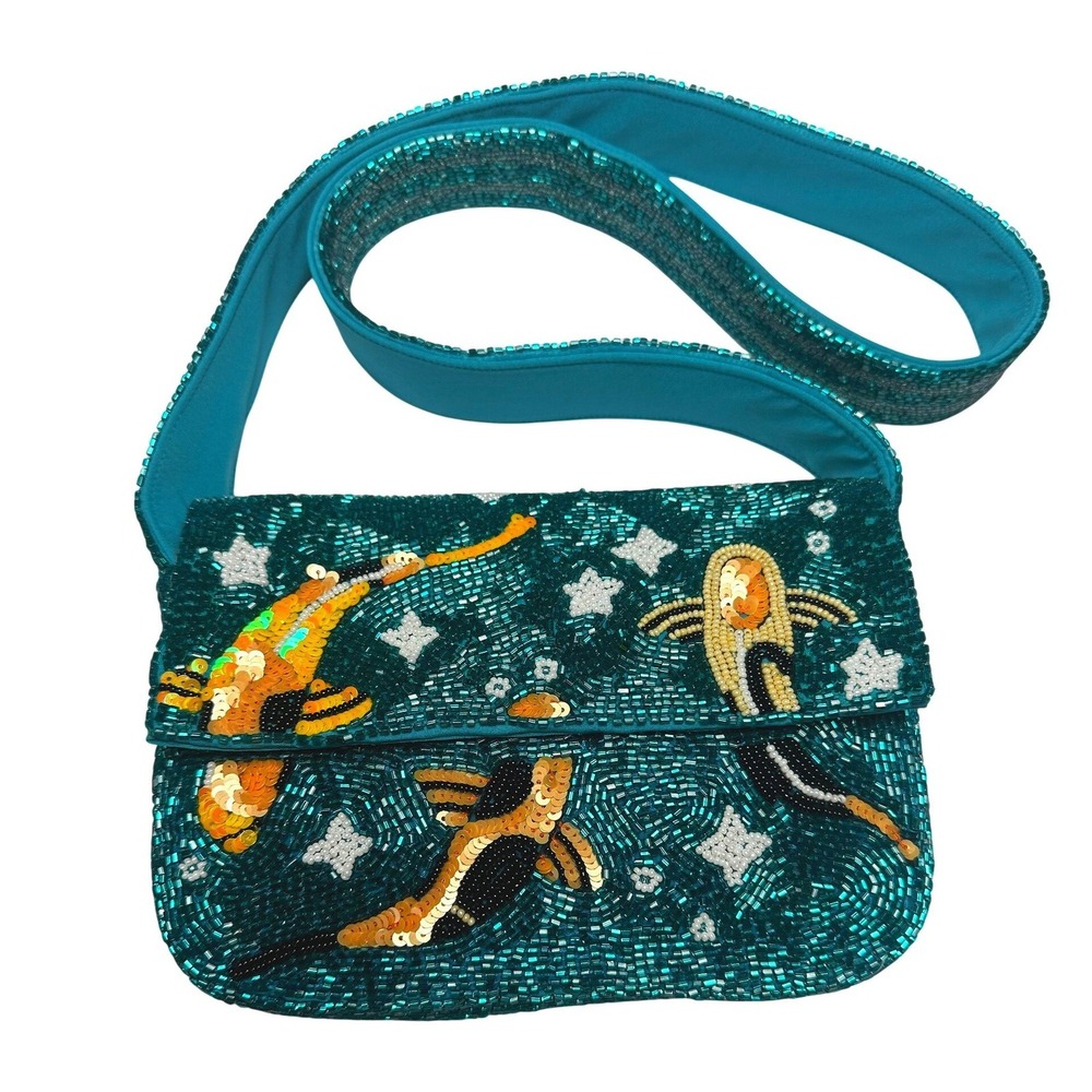 Embellished Teal Crossbody Bag